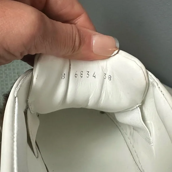 FENDI FF logo motif shearling fur panel leather sneakers, sz 8 - Picture 6 of 10